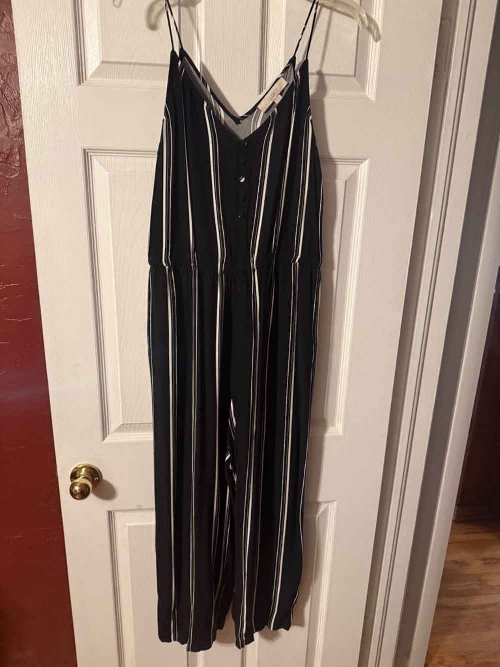 Striped Black V-Neck Wide-Leg Jumpsuit